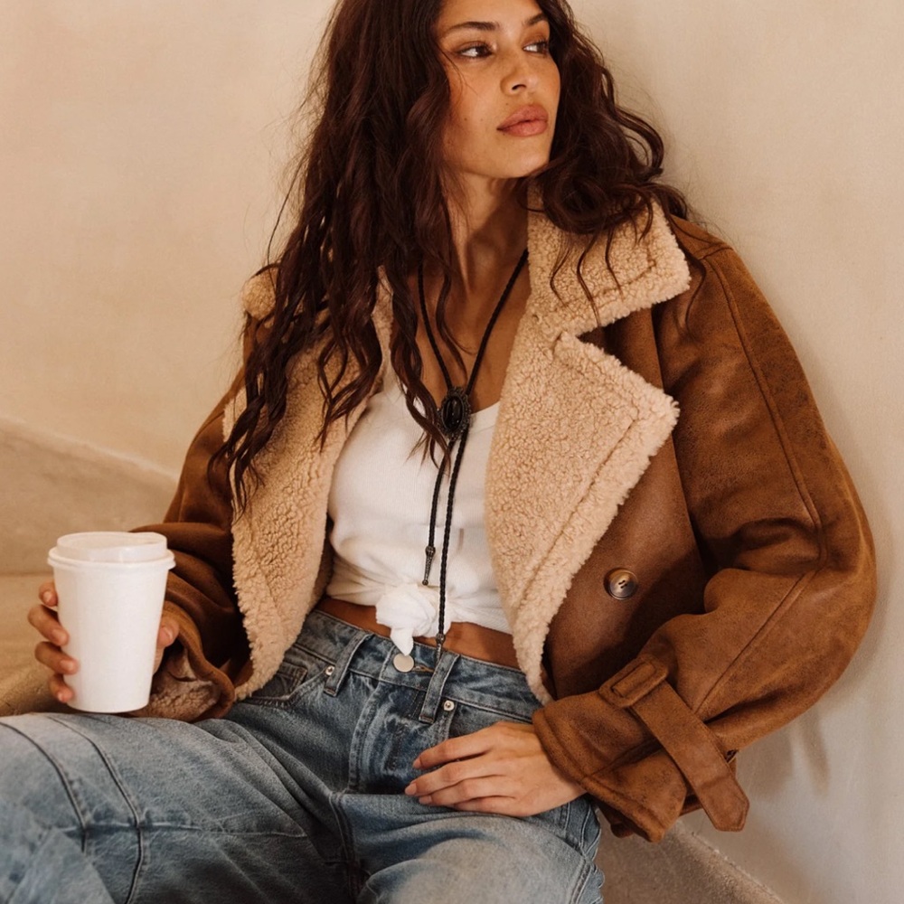 Avery Vintage Wash shearling coat